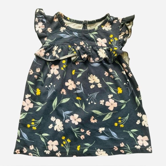 Carter’s casual play floral grey baby Girl dress 3T short ruffle sleeve button - Picture 2 of 11